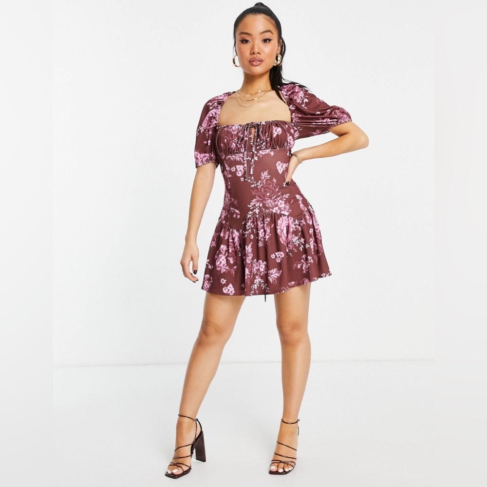 ASOS DESIGN Petite square neck mini dress